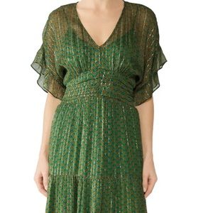 ba&sh green metallic maxi dress